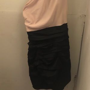 XS  black and cream (off-white) one shoulder dress for Prom or Homecoming